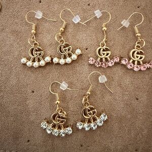 ONE PAIR Fashion inspired GG stamped Zipper pulls up cycled into earrings-